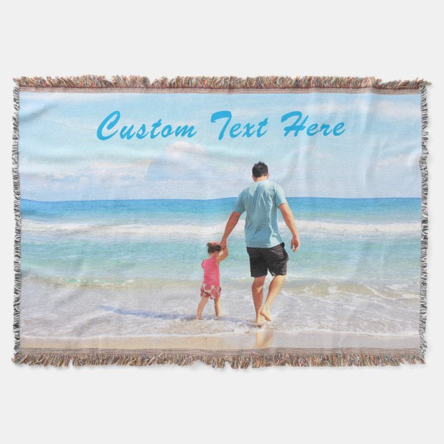 Custom Photo Throw Blanket Your Photos and Text (Front)