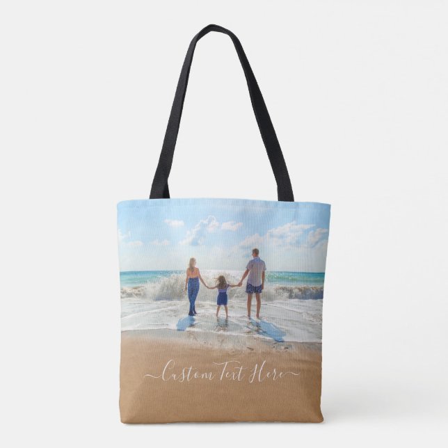 Custom Photo Tote Bag with Your Photos and Text (Back)