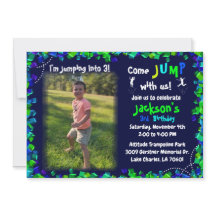Custom Photo Trampoline Birthday Party Invitation