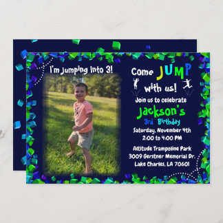 Custom Photo Trampoline Birthday Party Invitation