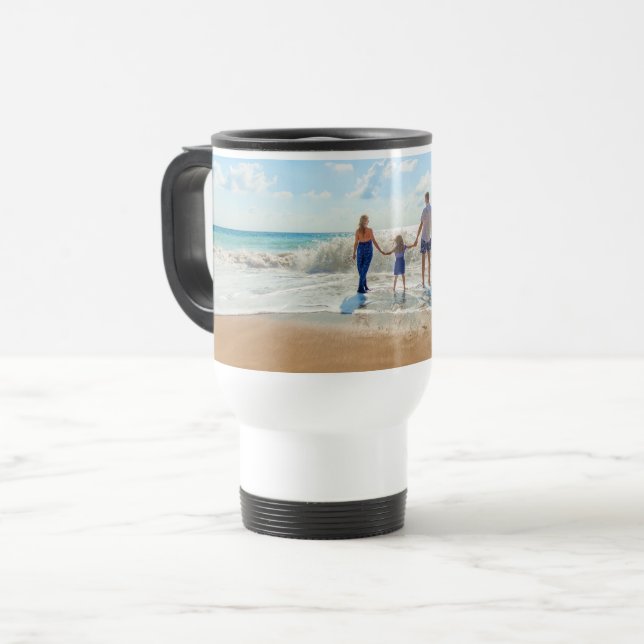 Custom Photo Travel Mug - Your Own Design - Family (Front Left)