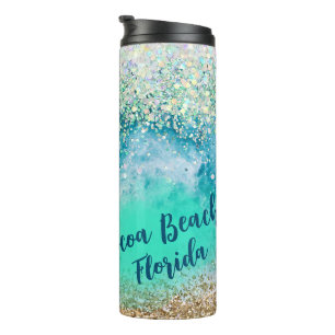 Custom Photo Tropical Beach Aqua Nautical Rope Thermal Tumbler
