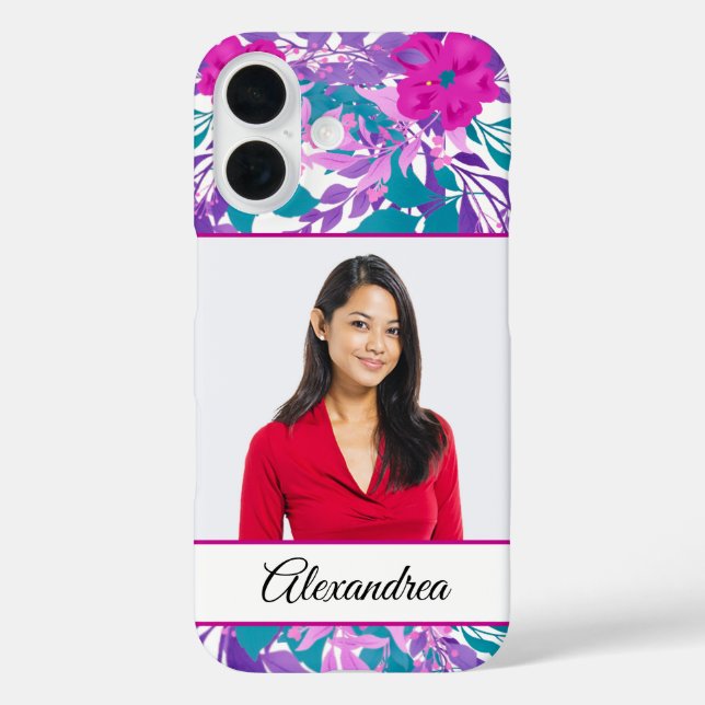 Custom Photo Tropical Floral Flowers Personalise   Case-Mate iPhone Case (Back)