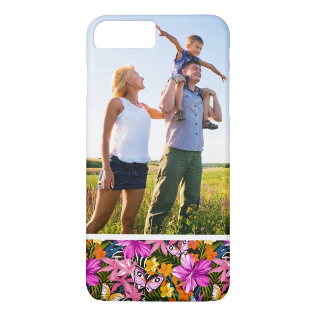 Custom Photo Tropical leaves and flowers Case-Mate iPhone Case (Back)