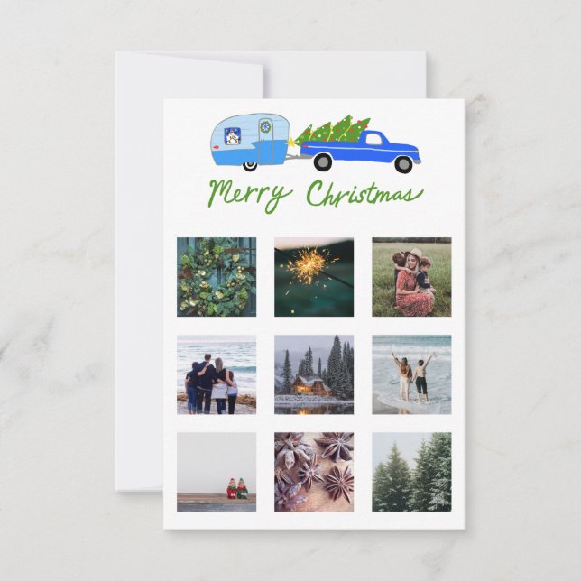 CUSTOM PHOTO Truck Camper Trailer Christmas Card (Front)