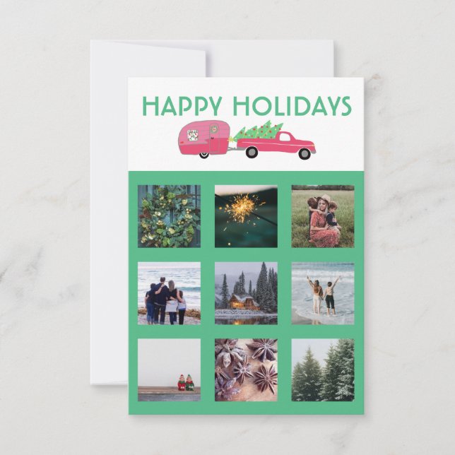 CUSTOM PHOTO Truck Camper Trailer Christmas Card (Front)