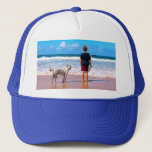 Custom Photo Trucker Hat Your Design with Pets<br><div class="desc">Custom Photo - Your Own Design - My Pet - Personalised Family / Friends or Personal Gift - Add Your Photo / text - Resize and move or remove and add elements / text with customisation tool ! Choose / add your favourite font / text colour ! You can transfer...</div>