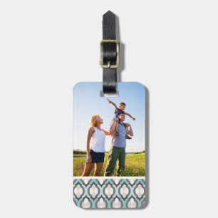 Custom Photo Turquoise Moroccan Pattern Luggage Tag