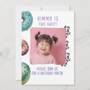 Custom Photo Two Cute 2nd Birthday Party Sprinkles Invitation