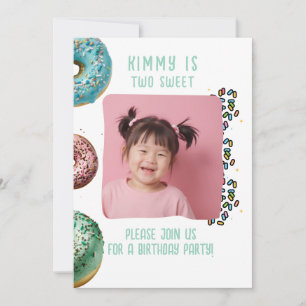 Custom Photo Two Cute 2nd Birthday Party Sprinkles Invitation