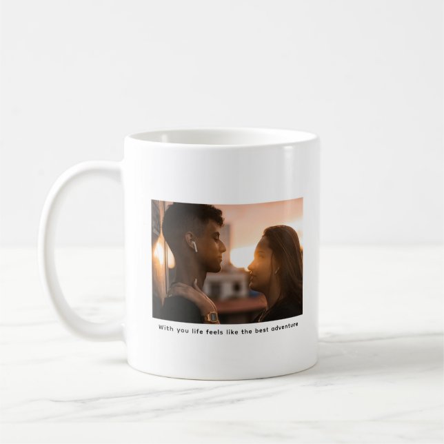 Custom Photo Typewriter Caption Personalised  Coffee Mug (Left)