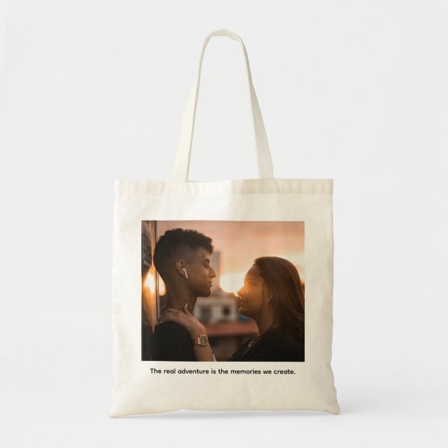 Custom Photo Typewriter Caption Personalized  Tote Bag (Front)