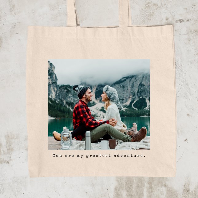 Custom Photo Typewriter Caption Tote Bag (Creator Uploaded)