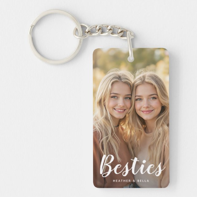 Custom Photo Typography Bestie Key Ring (Front)