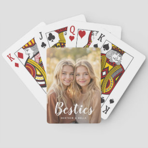 Custom Photo Typography Bestie Playing Cards