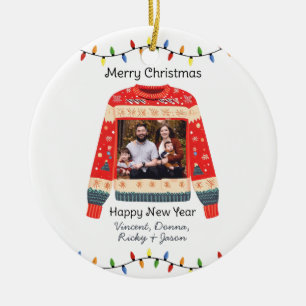 Custom Photo Ugly Christmas Sweater Ceramic Tree Decoration