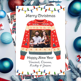 Custom Photo Ugly Christmas Sweater Holiday Card
