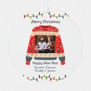 Custom Photo Ugly Christmas Sweater Metal Tree Decoration