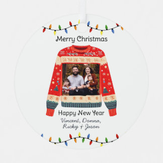 Custom Photo Ugly Christmas Sweater Metal Tree Decoration