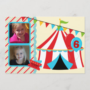 Custom Photo Under the Big Top Birthday Invitation