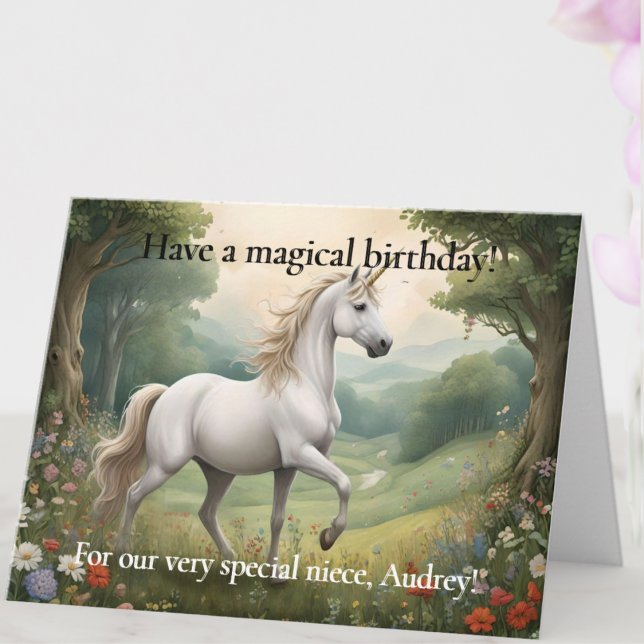 Custom Photo Unicorn Birthday Card for Young Girl  (Creator Uploaded)