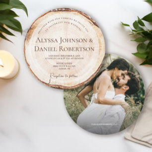 Custom Photo Unique Rustic Elegant Wedding  Invitation