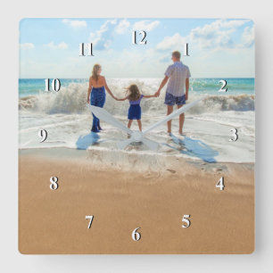 Custom Photo - Unique Your Own Design Personalised Square Wall Clock