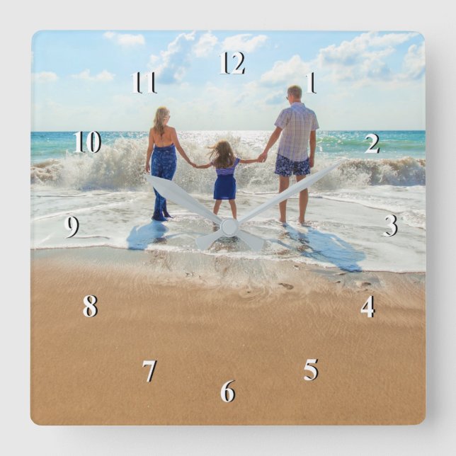Custom Photo - Unique Your Own Design Personalised Square Wall Clock (Front)