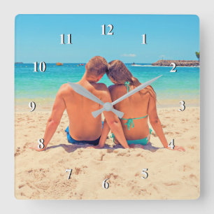 Custom Photo - Unique Your Own Design - Romantic Square Wall Clock