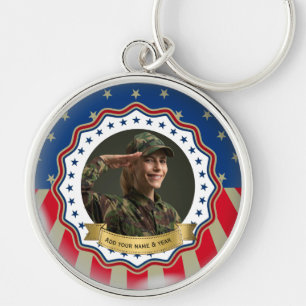 Custom Photo USA Military - Veteran & Memorial Day Key Ring