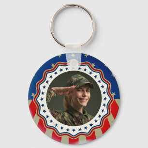 Custom Photo USA Military - Veteran & Memorial Day Key Ring