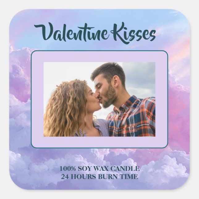 Custom Photo Valentine Candle Label Romantic Gift (Front)