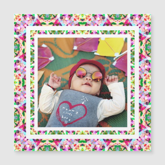 Custom Photo Vibrant Pink Happy Green Mother’s Day (Front)