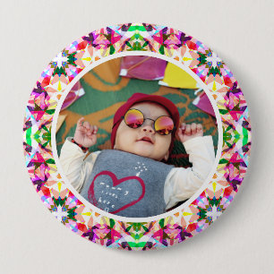Custom Photo Vibrant Pink Mother’s Day Keepsake 10 Cm Round Badge