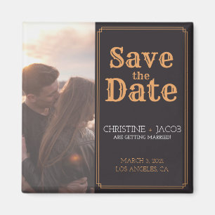 Custom Photo Vintage Style Save The Date Magnet