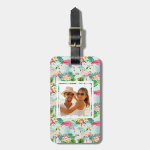 Custom Photo Vintage Tropical Flowers And Birds Luggage Tag