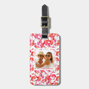 Custom Photo Watercolor Flamingos In Watercolors Luggage Tag