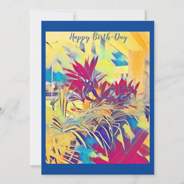 Custom Photo Watercolor Garden Shrub Birthday Card (Front)