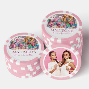Custom Photo watercolor Las Vegas Bachelorette Poker Chips