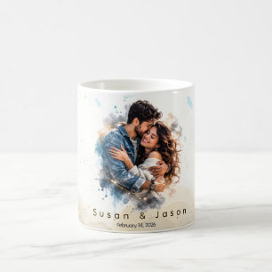 Custom Photo Watercolor Valentine’s Day Gift Coffee Mug