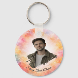 Custom Photo Watercolor Valentine’s Gift for Him Key Ring