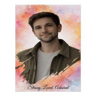 Custom Photo Watercolor Valentine’s Gift for Him Poster