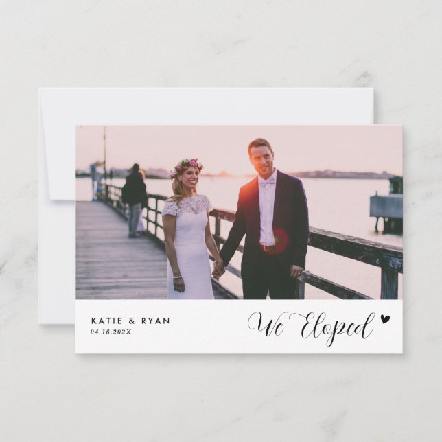 custom photo we eloped wedding announcement (Front)