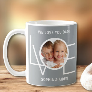 Custom Photo We Love You Dad Father's Day Grey Coffee Mug