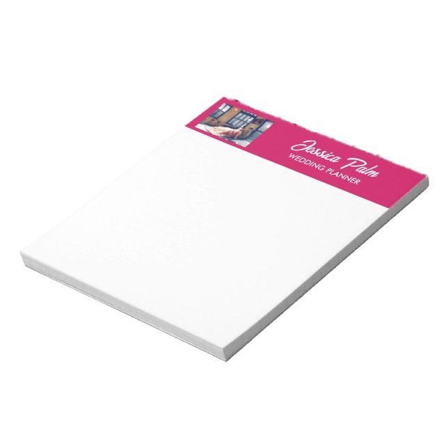 Custom photo wedding business pink notepad (Rotated)