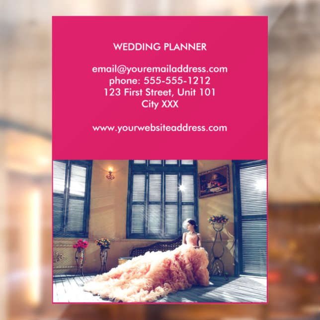 Custom photo wedding business pink window cling (Sheet 2)