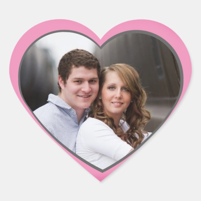 Custom Photo Wedding Couples Heart Sticker (Front)