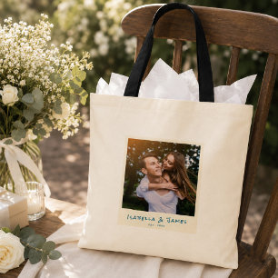 Custom Photo Wedding Favour Bride & Groom Welcome Tote Bag