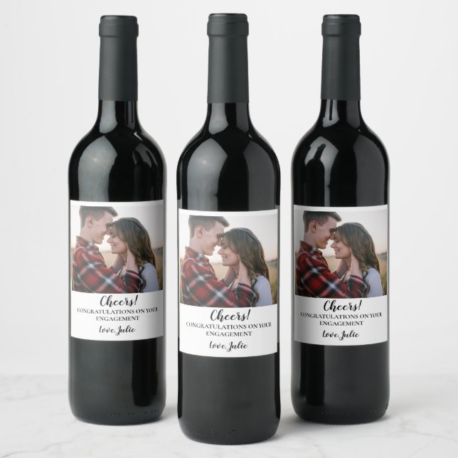  Custom Photo Wedding Favours engagement  Wine Label (Bottles)
