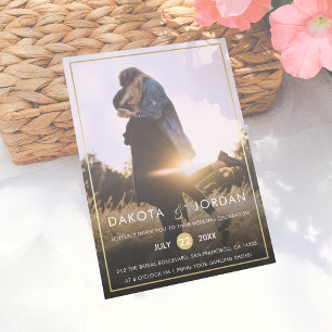 Custom Photo Wedding Modern Typography & Gold Invitation